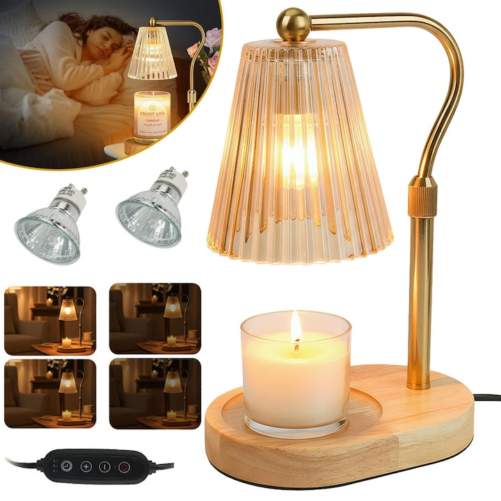 CHOOLY Decorative Candle Warmer Lamp with Brightness Control, Adjustable Height, Gold, 18x28.5-33cm