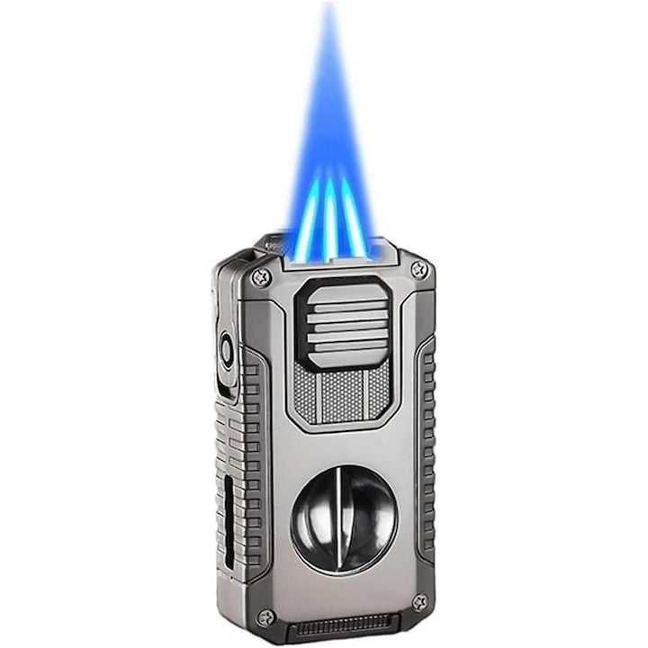 Bricheta cu gaz  multifunctionala 5 in 1  cu flacara reglabila si rezervor transparent vizibil  ideala pentru gratare  lumanari  activitati in aer liber si camping  butanul nu este inclus