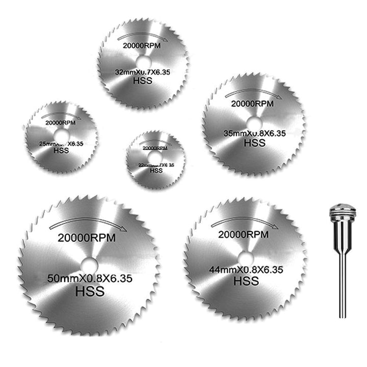 Set 7 x Disc pentru taiat lemnul  pentru metal/lemn  22-50 mm  Argintiu
