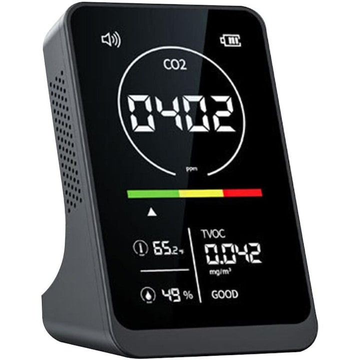 Detector dioxid de carbon 4-in-1  senzor precis  afisaj color  portabil  baterie 2500mAh