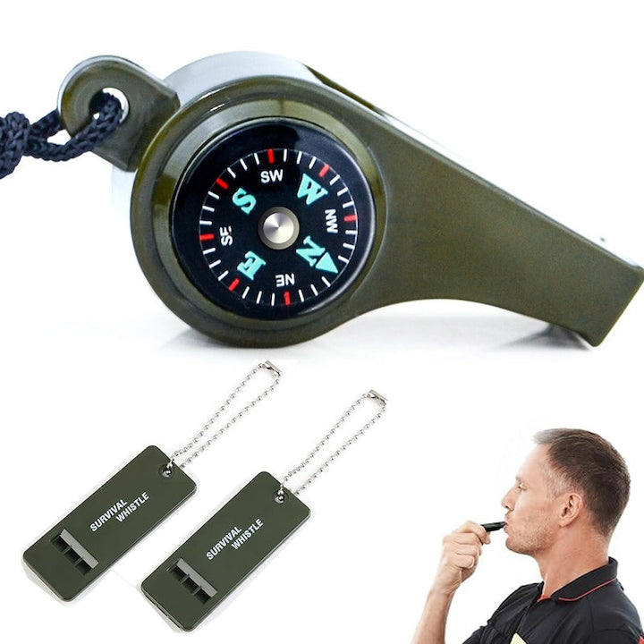 Set 3 Fluier Supravietuire  portabil  busola  Termometru  Design Multi-audio  pentru Activitati in Aer Liber  Alungat Animale Salbatice  Salvamari  Situatii de Urgenta  OUYLAF  verde