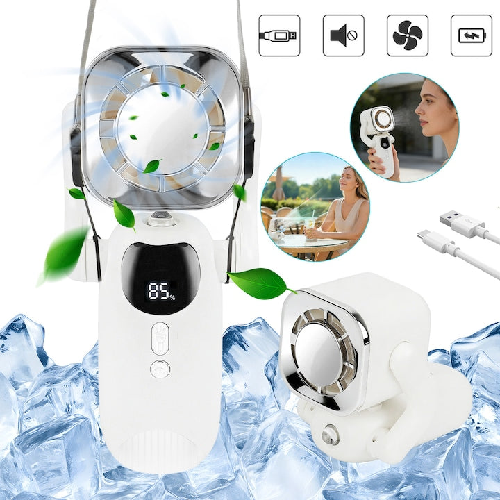 Ventilator Portabil De Mana  Mini Ventilator Personal Puternic Cu 5 Viteze  Baterie Reincarcabila De 4000mah  Ventilator Turbo De Buzunar Cu Afisaj Led Inteligent  Pentru Calatorii  Camping  Machiaj