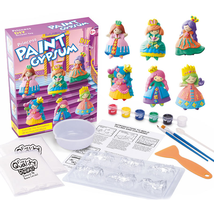 Set de Jucarii Creative pentru Pictura si Modelare  ZOUN  include 6 figurine din ghips de vopsit  pensule  6 vopsele  benzi magnetice  forme  manual de instructiuni  pentru baieti/fete  3+  dezvolta abilitati motorii fine  multicolor