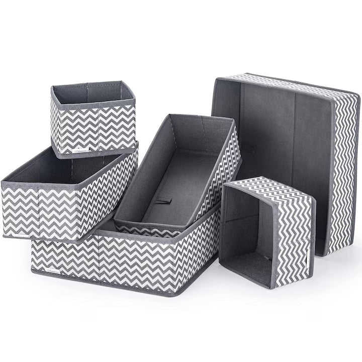 Set of 6 WALALLA Organization Boxes, Fabric, Black/White