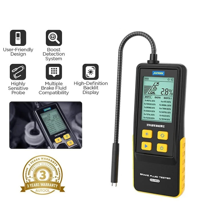Tester de lichid de transmisie  detector de transparenta a fluidului  cu sonda de 800 mm  temperatura ulei. & Afisaj de transmisie  doua moduri de detectare  sistem de detectie Boost  LCD de 2 8 inchi