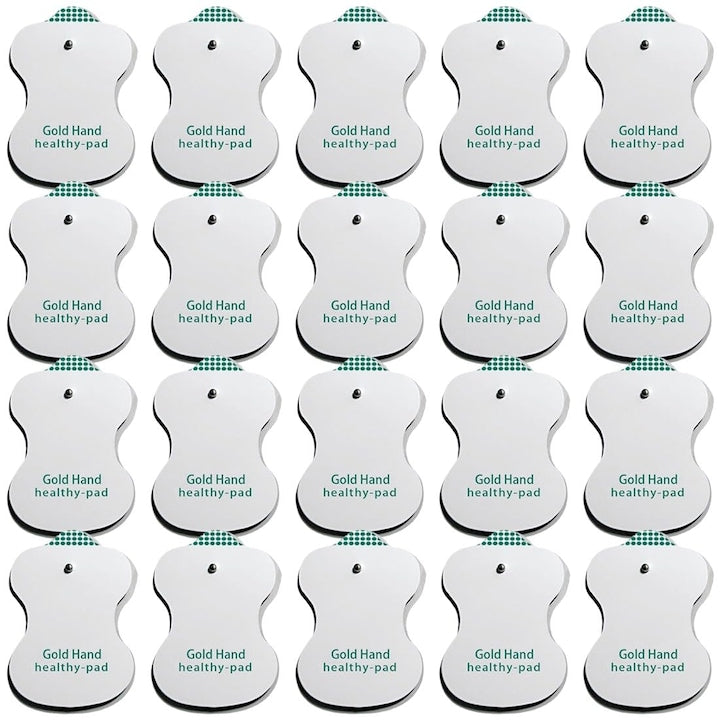 Set of 20 self-adhesive gel electrode pads for electrostimulation device, TENS and EMS compatible, reusable electrode pads, 5 x 8cm, White