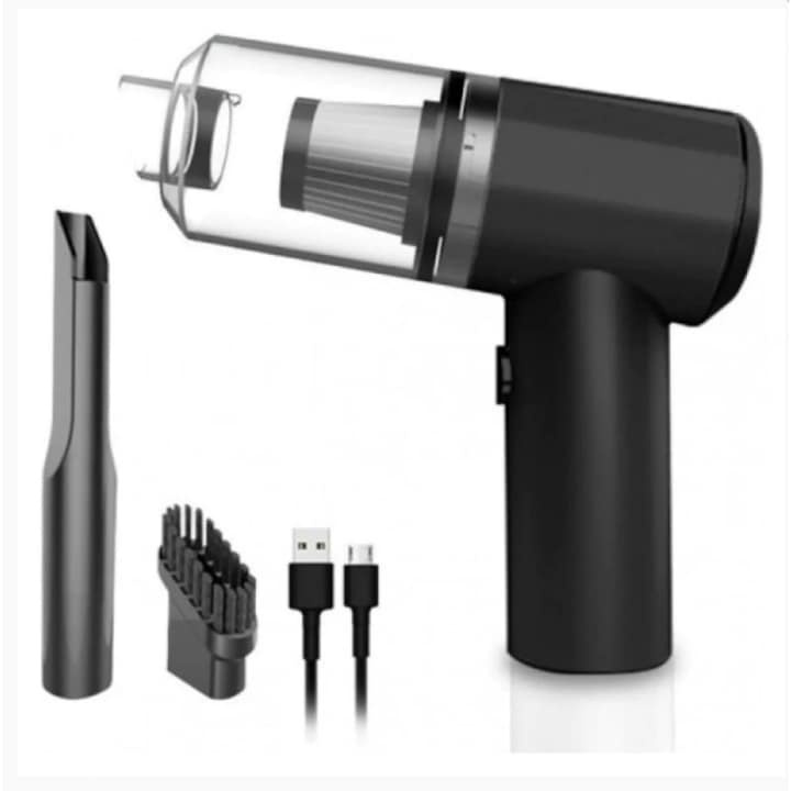 Mini Aspirator 2 X 1  Portabil  Putere 120W  Incarcare USB - C  Pentru Casa si Masina  Negru