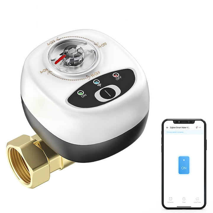 Kit electrovalva inteligenta  Rqiurpn  control APP si vocal  alb/negru  DN20  2.4GHz  functie de temporizare  design manual  3/4''