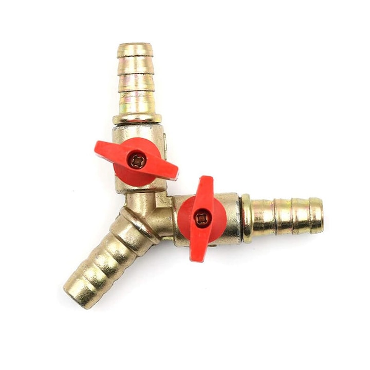 Distribuitor Y ramificatie gaz alama  robinet-bila furtun 10mm  Aur
