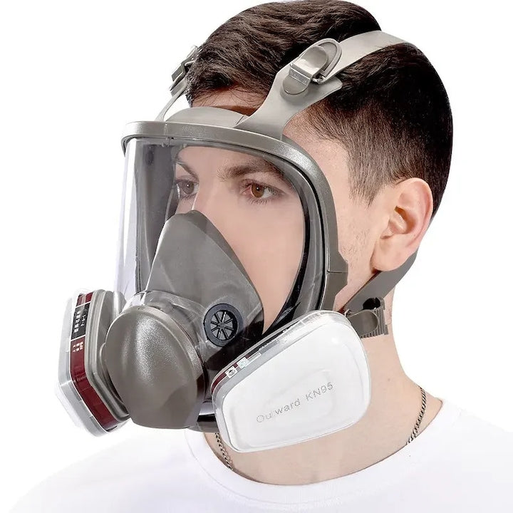 Protective Mask with Goggles for Painting, Gas, and Dust, with 2 Interchangeable KN95 Cotton Filters, Model 2