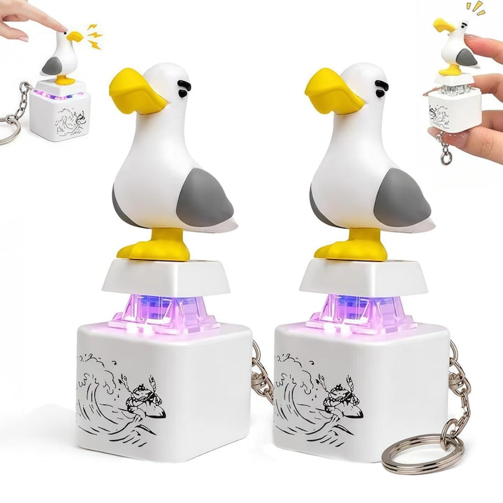 Set 2 Breloc Fidget Tastatura Model Pescarus  Apasare cu Sunet de Pescarus si Lumina  USB Reincarcabil  Antistres