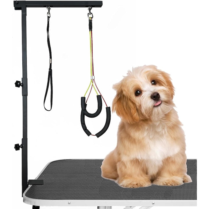 Suport pentru ingrijirea animalelor de companie  WALALLA  inaltime reglabila de 22-36 inch  rabatare la 270 de grade  rezistenta la picioarele posterioare anti-sedere  design cu trei sectiuni  potrivit pentru caini si pisici mari si mici  negru