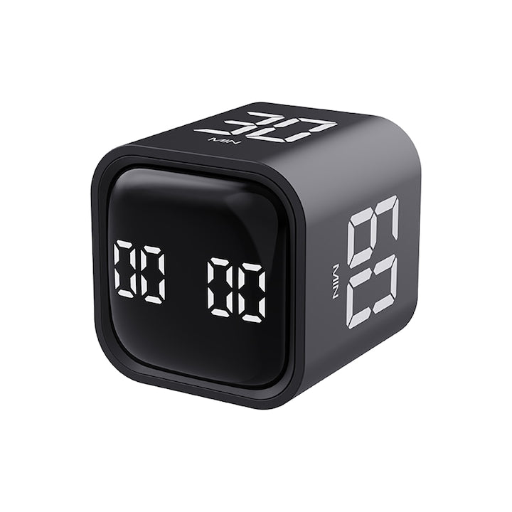 Temporizator Pomodoro  Timer Pomodoro pentru Birou  Biblioteca si Bucatarie  Timer Cub pentru ADHD  Ajustabil cu Vibratii si Sunet  negru  4.4x4.4x4.6 cm