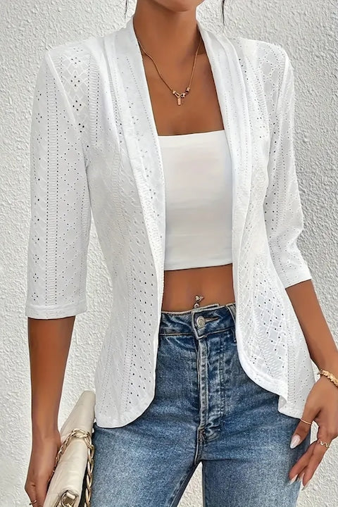 Import - Summer jacket with ventilation cutouts, 3/4 sleeves, White. 12 installments with 0% interest