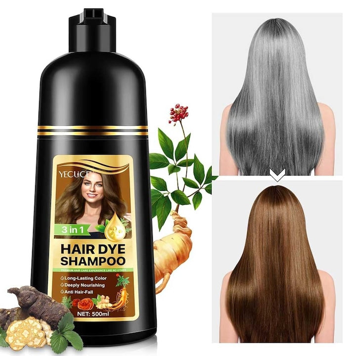 Sampon Colorant Maro Cafea  Acoperire Fire Albe si Regenerare 3 in 1  #4 Coffee  500 ml