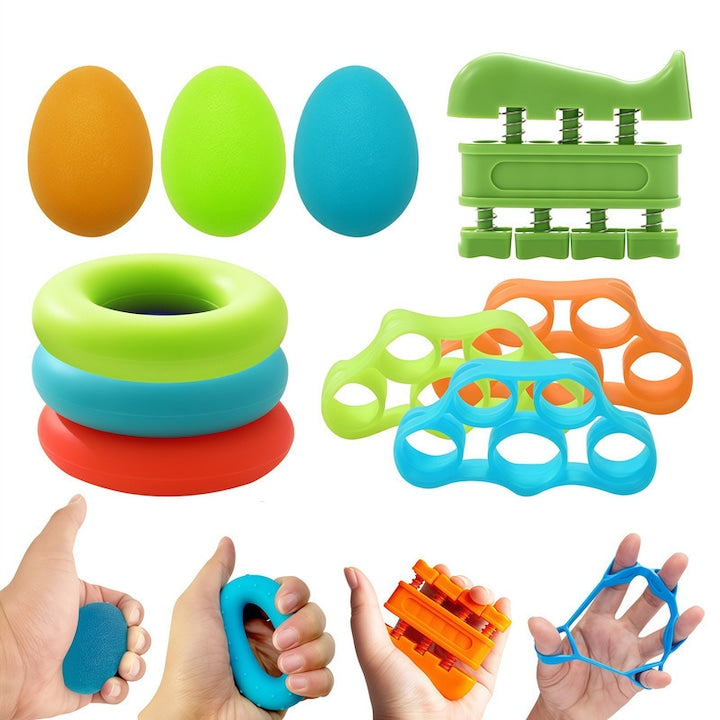 Set de 10 inele de antrenament pentru forta mainii  ZOUN  5 niveluri de rezistenta  design ergonomic  multicolor