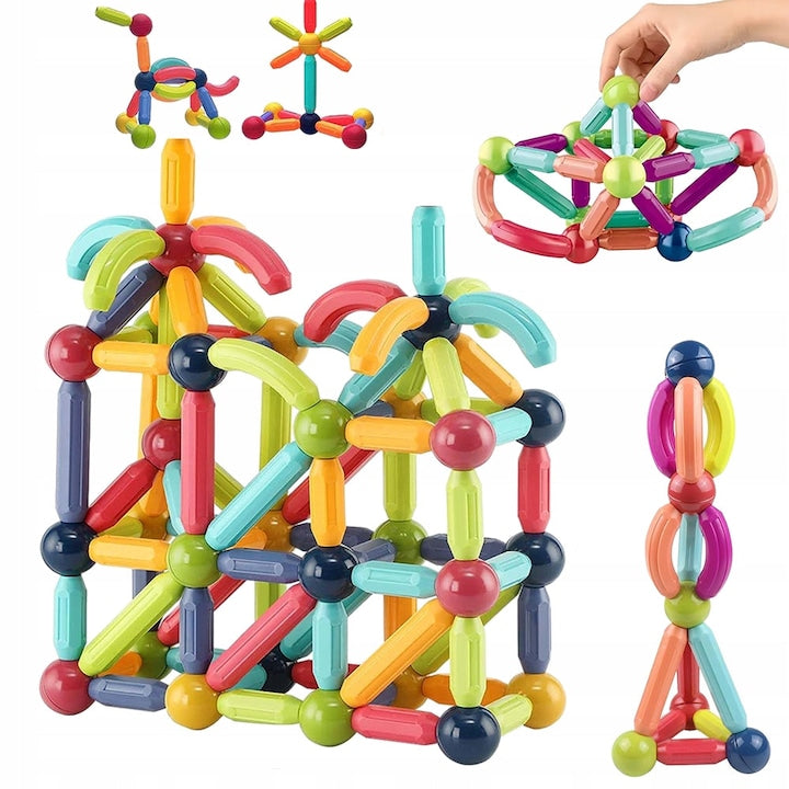 Set Jucarii Magnetice  multicolor  10*10*19cm  64 piese