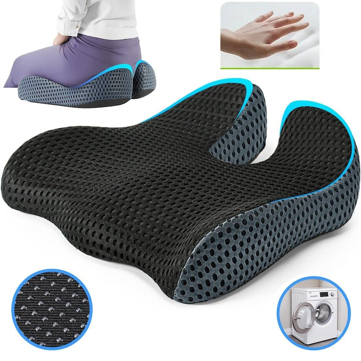 CHOOLY Car Seat Cushion, Memory Foam, Ergonomic Design, Black, 43.5x43.5x13.5cm