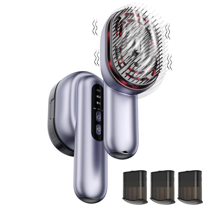 Electric Scalp Massage Brush with Atomization Function, 1000mAh, 2400 Massages per Minute, Cordless Head Massager for Fatigue Relief and Hair Nourishment, Gifts for Women and Men, WALALLA, Glossy Black