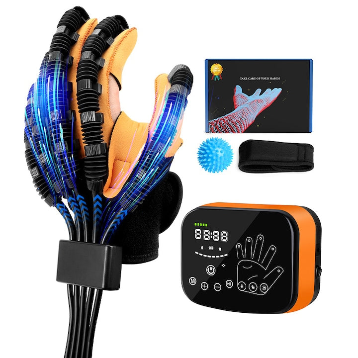 WALALLA robotic massage gloves equipped with LED display, multiple speed settings, suitable for left-hand training, size L, suitable for hand function recovery training and post-operative rehabilitation