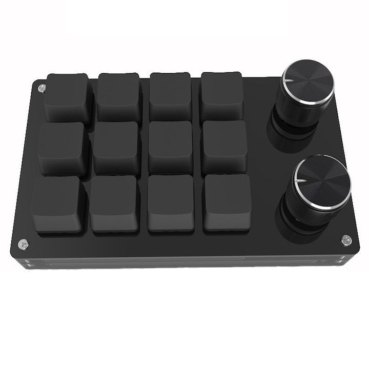 Mini Tastatura Mecanica  Duueyct  cu 12 Taste si 2 Butoane Potentiometru  Personalizabila si Programabila  cu Buton Reglabil  Conexiune USB  Macro Keyboard pentru Jocuri  Software  Negru