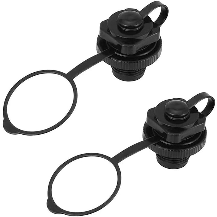 Set 2 supape unidirectionale JENUOS pentru barca gonflabila  ABS  20mm  Negru