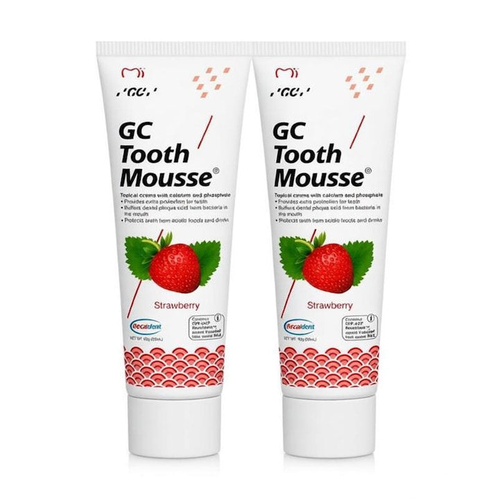 Crema dentara GC Tooth Mousse  aroma capsuni  alb  set 2 bucati  40g