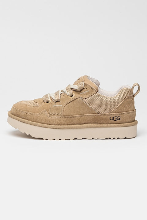 UGG - Lo Lowmel Suede and Mesh Sneakers, Dark Beige 12 interest-free installments