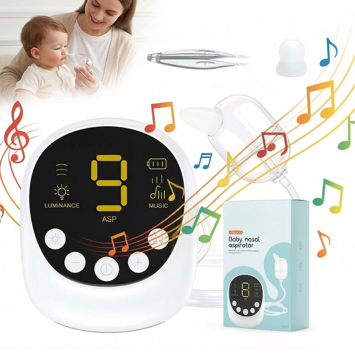 Electric Nasal Aspirator Electric Silent Nasal Aspirator 9 Suction Levels Large Secretion Storage Tank Silent Nightlight Music to Distract Children Large Display 2500 mAh Battery