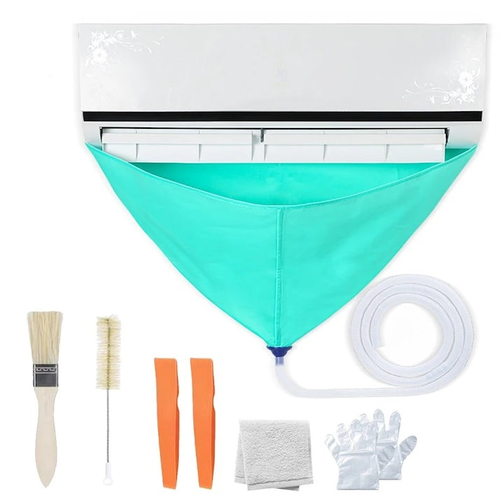 Set husa protectie pentru curatare aer conditionat WALALLA  universal  cu 7 accesorii  2m furtun  verde