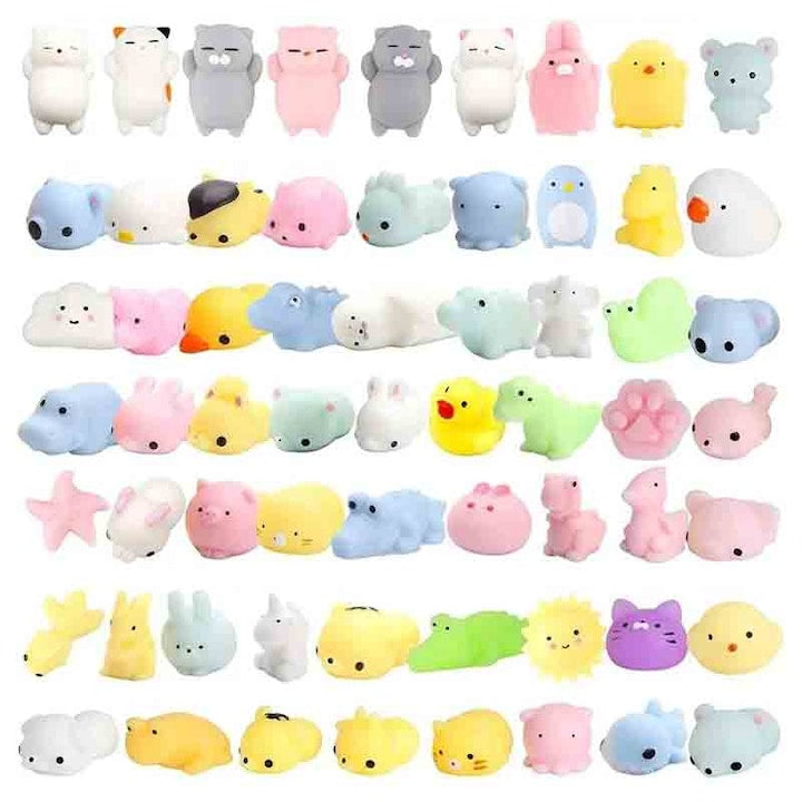 Set 50 Jucarii Squishy Mochi  Rqiurpn  Diverse Forme si Culori  Antianxietate  Calmant  Usor de curatat si reutilizabil  Multicolor