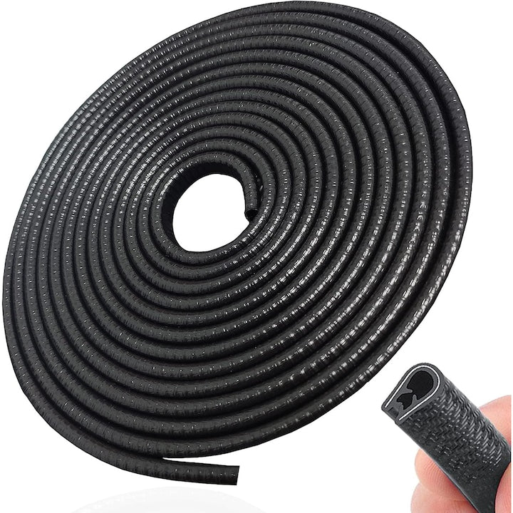 Protectie de margine pentru usa auto neagra  10 m  cauciuc in forma de U  nu necesita lipici  pentru majoritatea masinilor