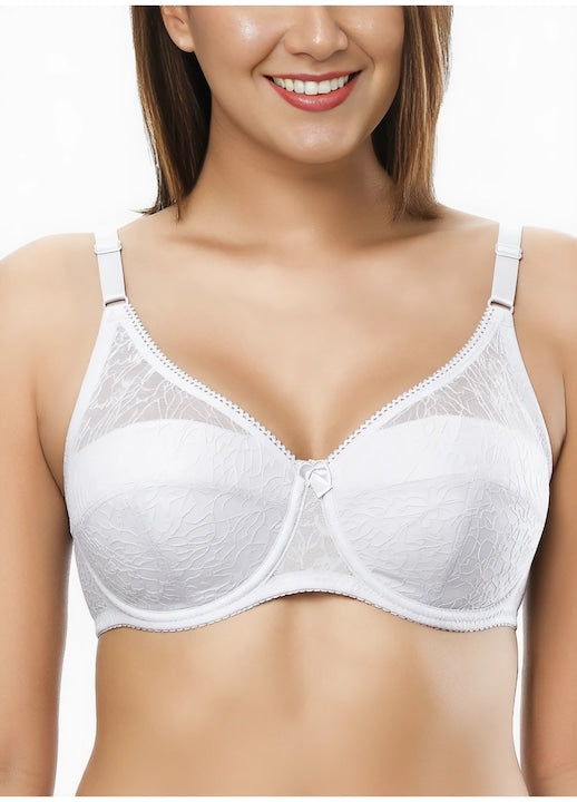 Sutien Super Push Up pentru femei  cu dantela  cu sarma  cu captuseala moale  Alb  Alb