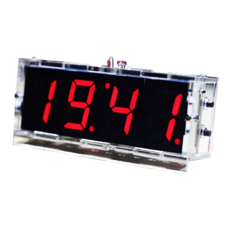 Electronic Kit with Clock and Electronic Thermometer DIY Red