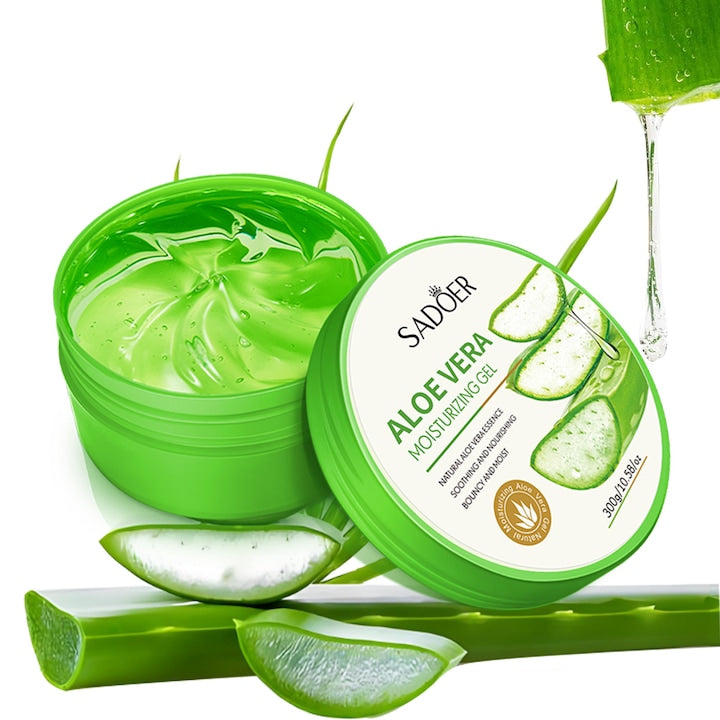 Gel de Aloe Vera pentru Fata si Corp  Gel Hidratant si Calmant cu Acid Hialuronic  After Sun  Ingrijirea Tenului cu Acnee  pentru o Piele Limpede  Minimizare Pori  100% Natural