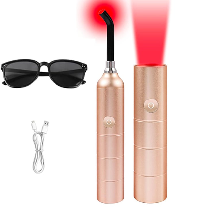 Aparat de Terapie cu Lumina Rosie  Duueyct  2 in 1  Lungime de Unda 660nm-940nm  Portabil  Dispozitiv de Infrumusetare Pentru Herpes Labial  Ameliorarea Durerilor Musculare  2600mah  Multicolor
