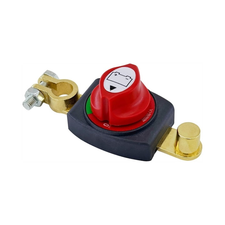 Intrerupator pentru baterie  intrerupator pentru baterie cu terminal superior 12V - 48V  intrerupator de deconectare pentru baterie marina  potrivit pentru masini  rulote si barci (terminal negativ  pornit/oprit)  negru/rosu  rezistent la apa