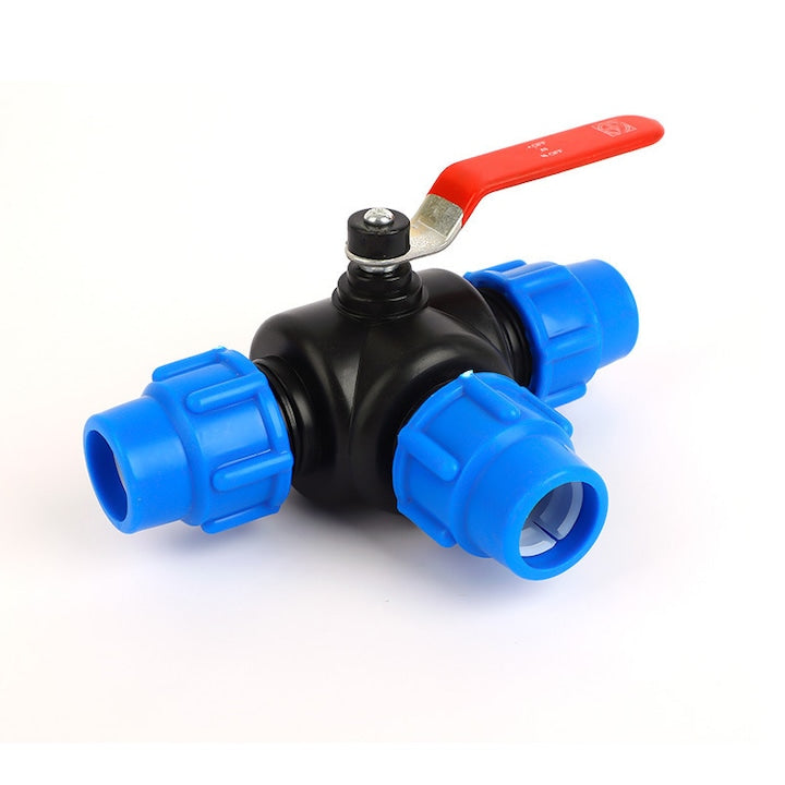 Robinet cu bila ZOUN pentru teava PC/PE/PVC 32 mm  maneta ergonomica anti-alunecare  rezistent la temperaturi -10°C/+60°C  etansare PTFE