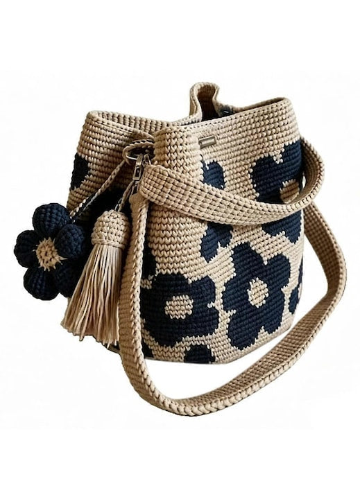 OEM - Geanta dama crosetata manual  albastru  30x25cm 12 rate cu 0% dobândă
