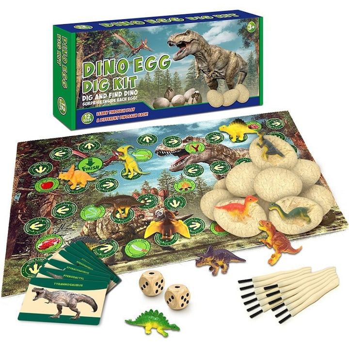 Set de 12 ouă de dinozaur  ipsos  verde  pentru 6 ani