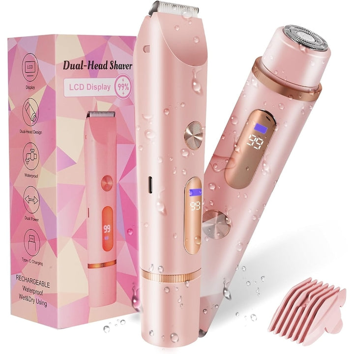 Epilator 2 in 1  masina de ras electrica pentru femei  YSBER®  masina de ras electrica 2 in 1 pentru picioarele femeilor  fata sub axila  reincarcata  taiere de par pentru corp  pentru Bikini  umed si uscat  roz