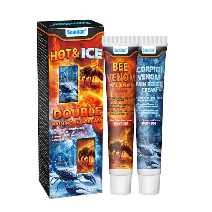 Crema pentru ingrijirea articulatiilor  crema analgezica dual sense cu efect gheata si foc  contine venin de albine si venin de scorpion  amelioreaza durerea  40g