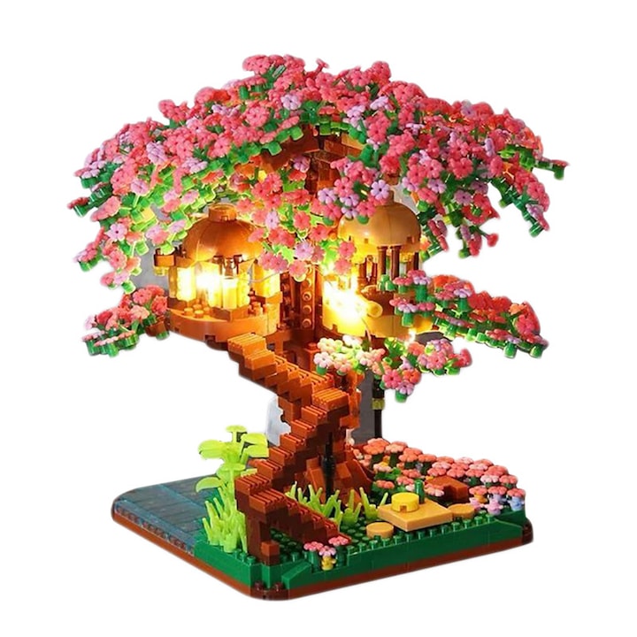 Walalla Cherry Blossom House building set with string lights, 2138 pieces. Helps develop children's organizational and logical thinking skills, making it a perfect gift for family, friends, and children.