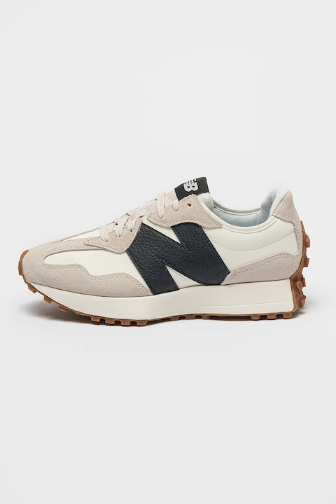 New Balance - Pantofi sport din piele ecologica cu insertii din piele intoarsa 327  Alb 12 rate cu 0% dobândă