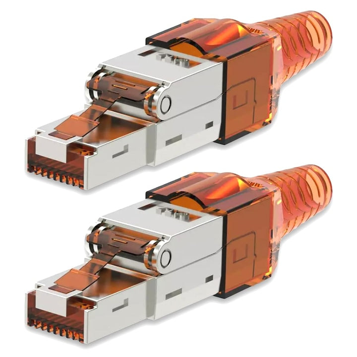 Set conectori retea JENUOS Cat.7 RJ45 ecranat  autosertizare  rosu  2 buc