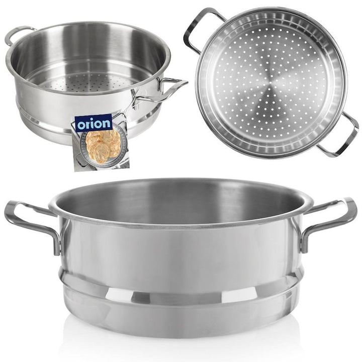 Vas De Gatit La Aburi  Orion  Anett  5.5 L  26x26x10 cm  Otel  Usor De Curatat  Potrivit Pentru Masina De Spalat Vase  Dispune De Doua Manere Pentru Plasare Confortabila In Oala  Fund Perforat  Argintiu