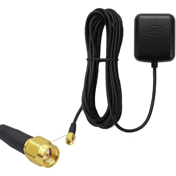 Antena GPS  mufa SMA  baza magnetica  compatibil cu orice sistem cu mufa SMA  3 m