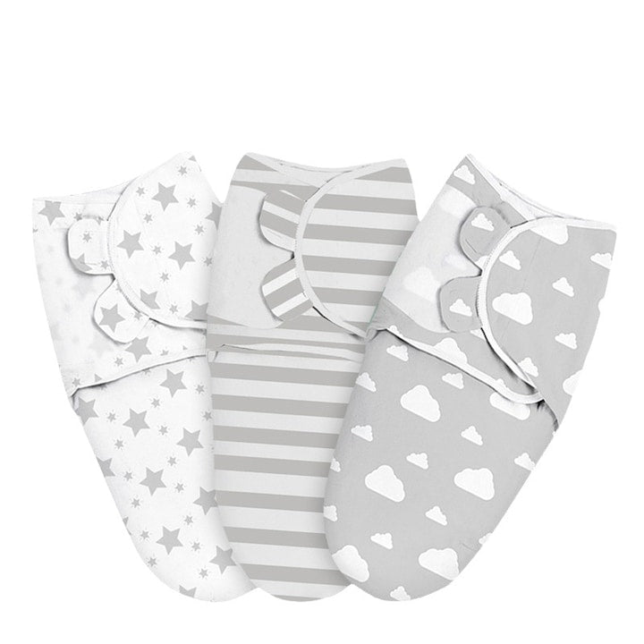 Set 3 paturi de infasat bebelusi  Bumbac organic  56 x 73 cm  Alb/Gri