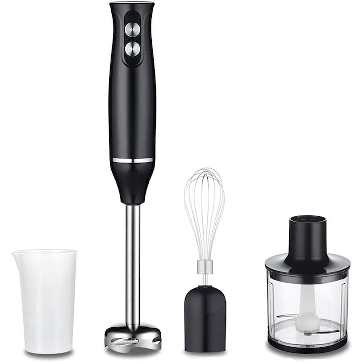 Vertical Mixer Rqiurpn 500W Chopper Turbo Stainless Steel 2 Speed Settings Detachable Accessories Ergonomic Handle Milk and Soup Frother Easy Click System Scratch Protection Black