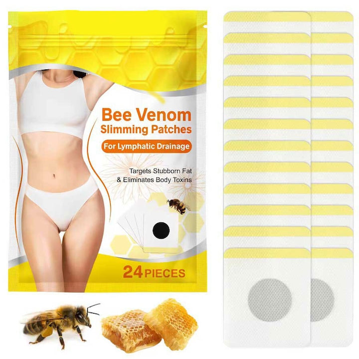 Set of 24 Slimming Patches with Bee Venom and Ginger Detoxifying and Lymphatic Drainage Effect 100% Natural Ingredients